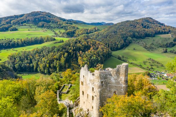 Foto rovine di un castello circondato da alberi